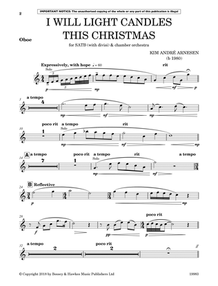 Book cover for I Will Light Candles This Christmas (Chamber Orchestration) - Oboe