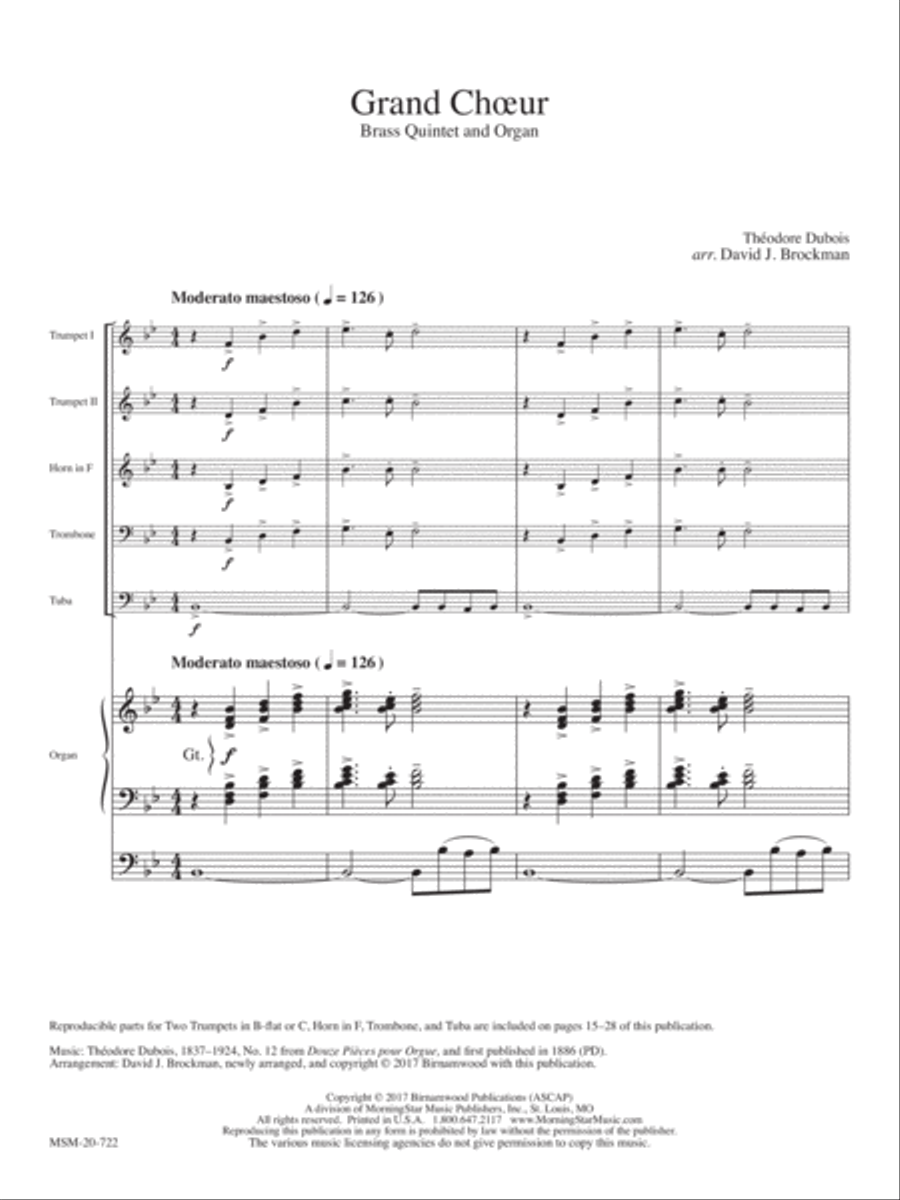 Grand Chœur for Organ and Brass Quintet Organ scores gallery preview page 1