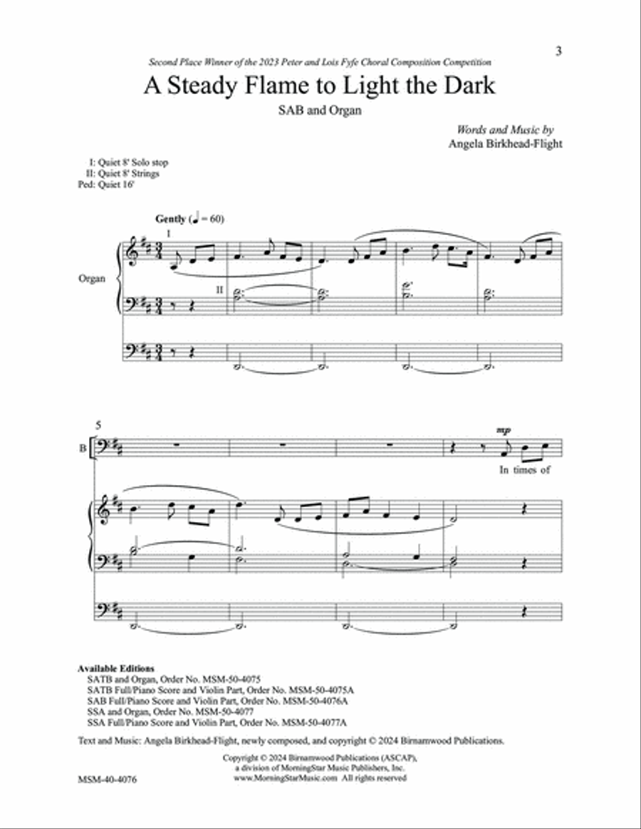 A Steady Flame to Light the Dark 3-Part scores gallery preview page 3
