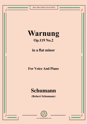 Book cover for Schumann-Warnung,Op.119 No.2,in a flat minor,for Voice&Piano