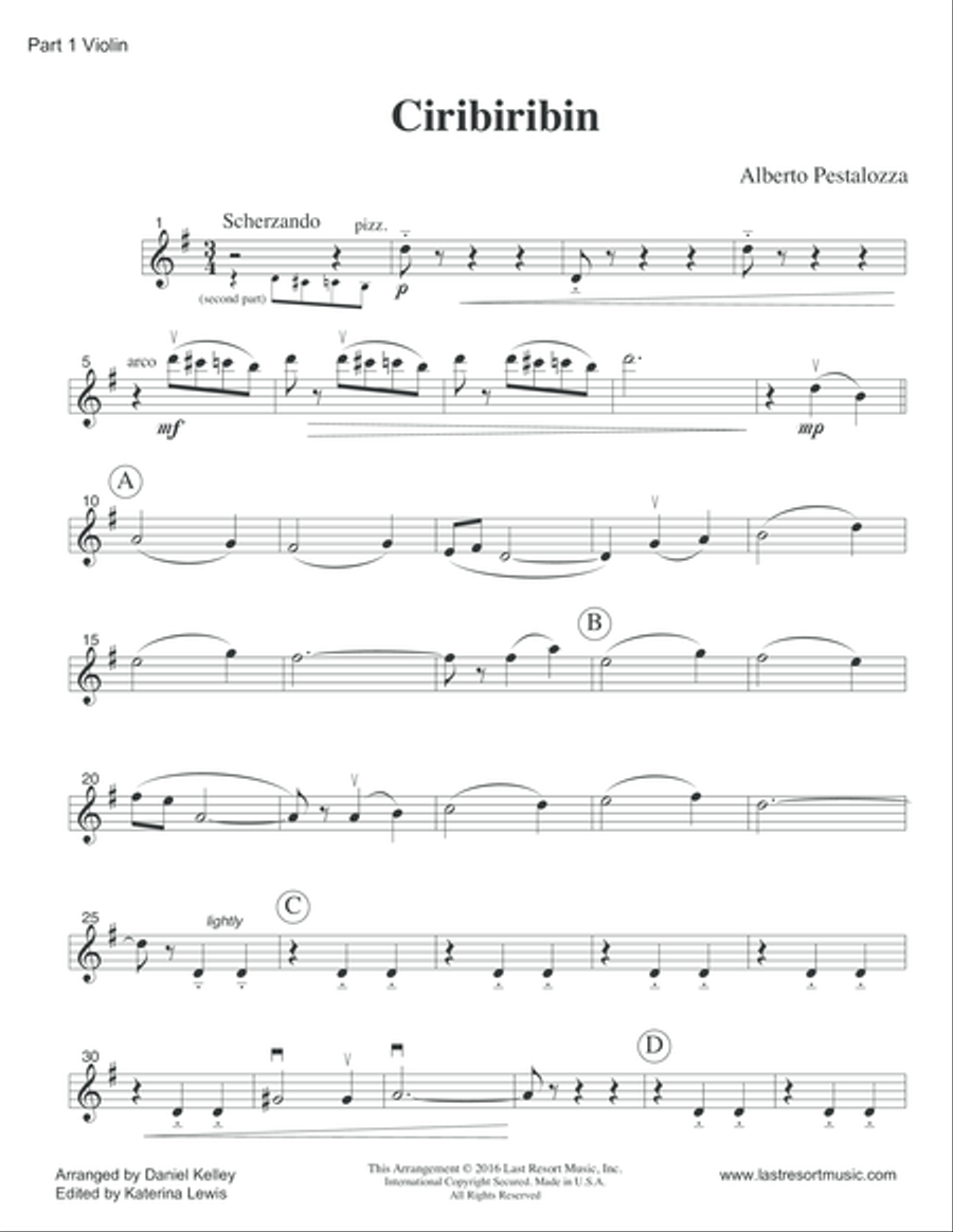 Ciribiribin for String Trio- Violin, Viola, Cello String Trio scores gallery preview page 4