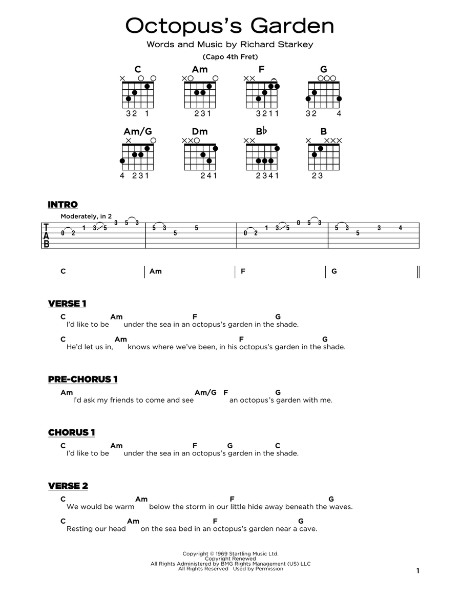 Octopus's Garden Acoustic Guitar scores gallery preview page 1