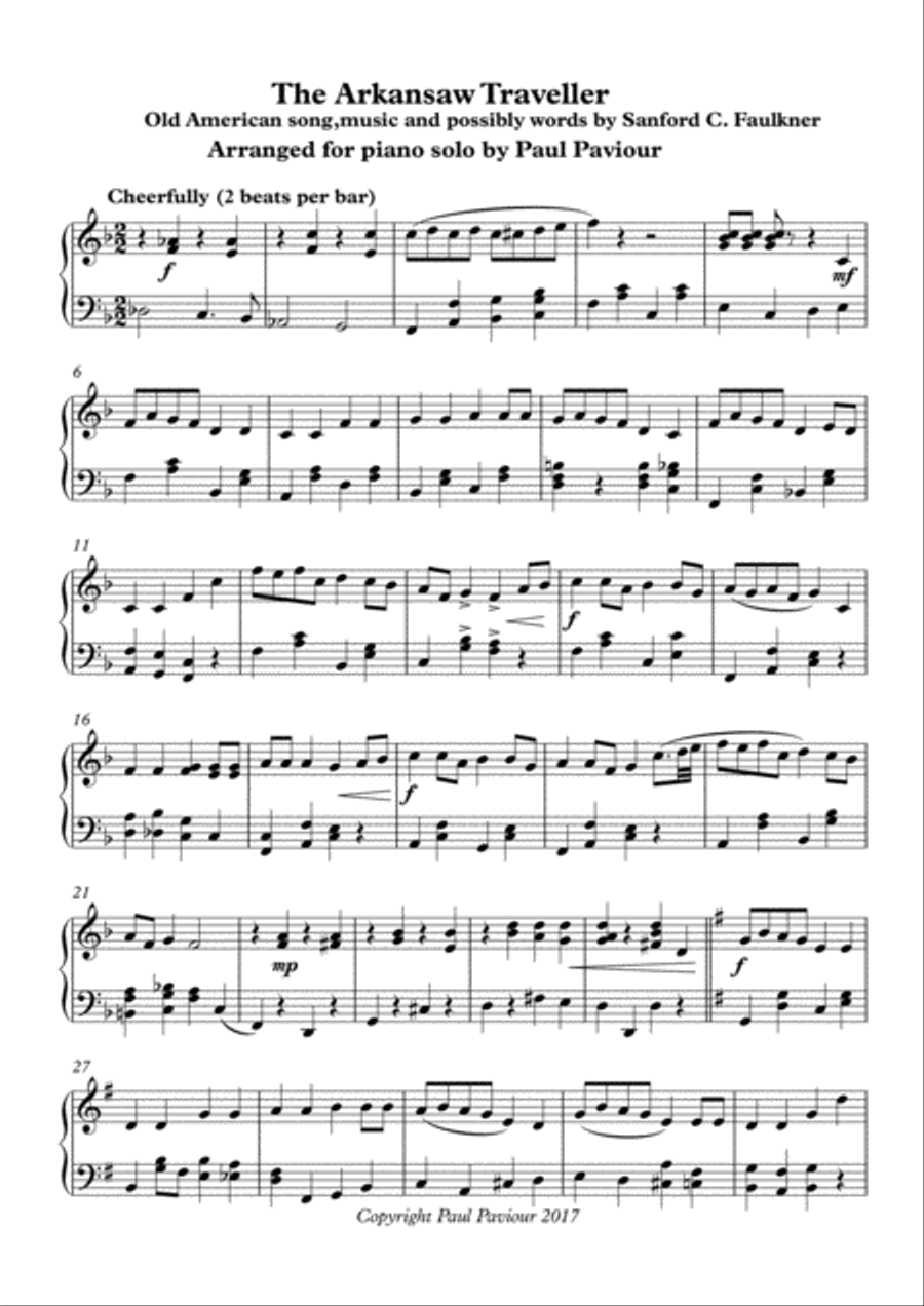 The Arkensaw Traveler The Arkensaw Traveler Easy Piano scores gallery preview page 1