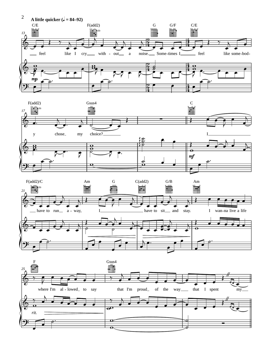 My Days Piano, Vocal, Guitar scores gallery preview page 2
