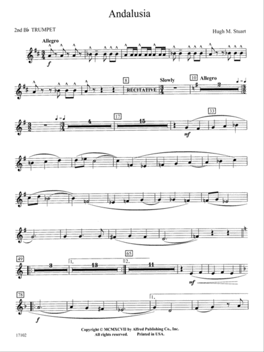 Andalusia: 2nd B-flat Trumpet Concert Band scores gallery preview page 1