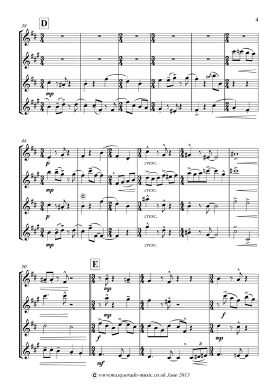 Saxofrolic (SATB Saxophone Quartet) Saxophone Quartet scores gallery preview page 5