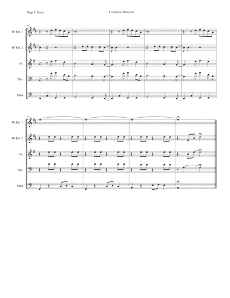 California Dreamin' Horn scores gallery preview page 4