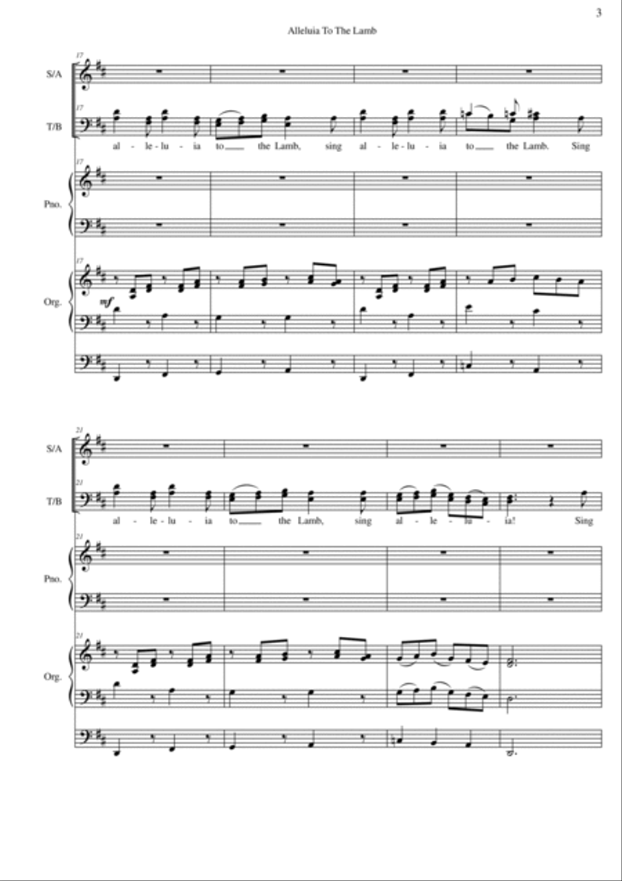 ALLELUIA! Nol. 1 - SATB Org/Piano 4-Part scores gallery preview page 3