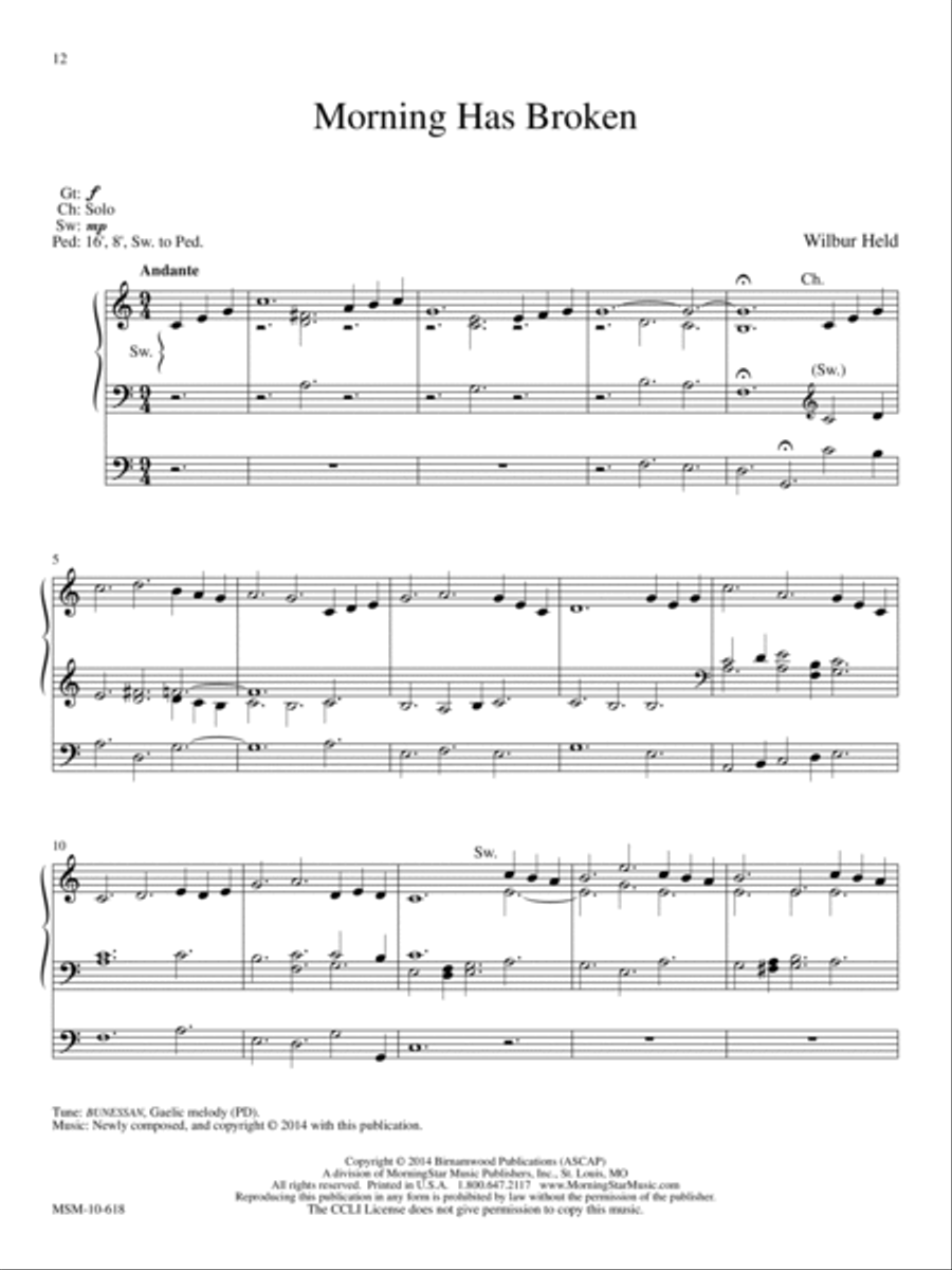 New Every Morning: Six Settings of Morning Hymns for Organ Organ Solo scores gallery preview page 6