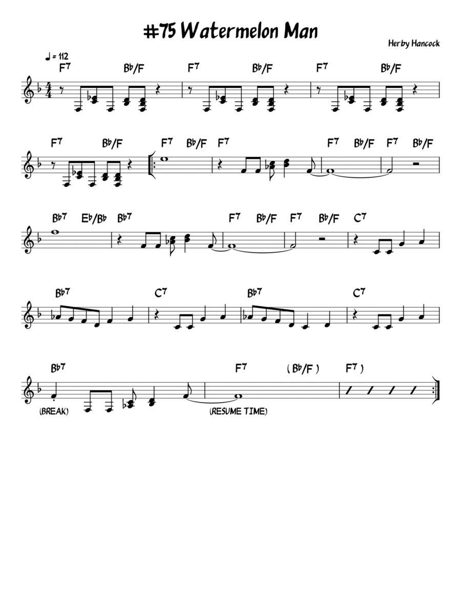 Watermelon Man Piano scores gallery preview page 1