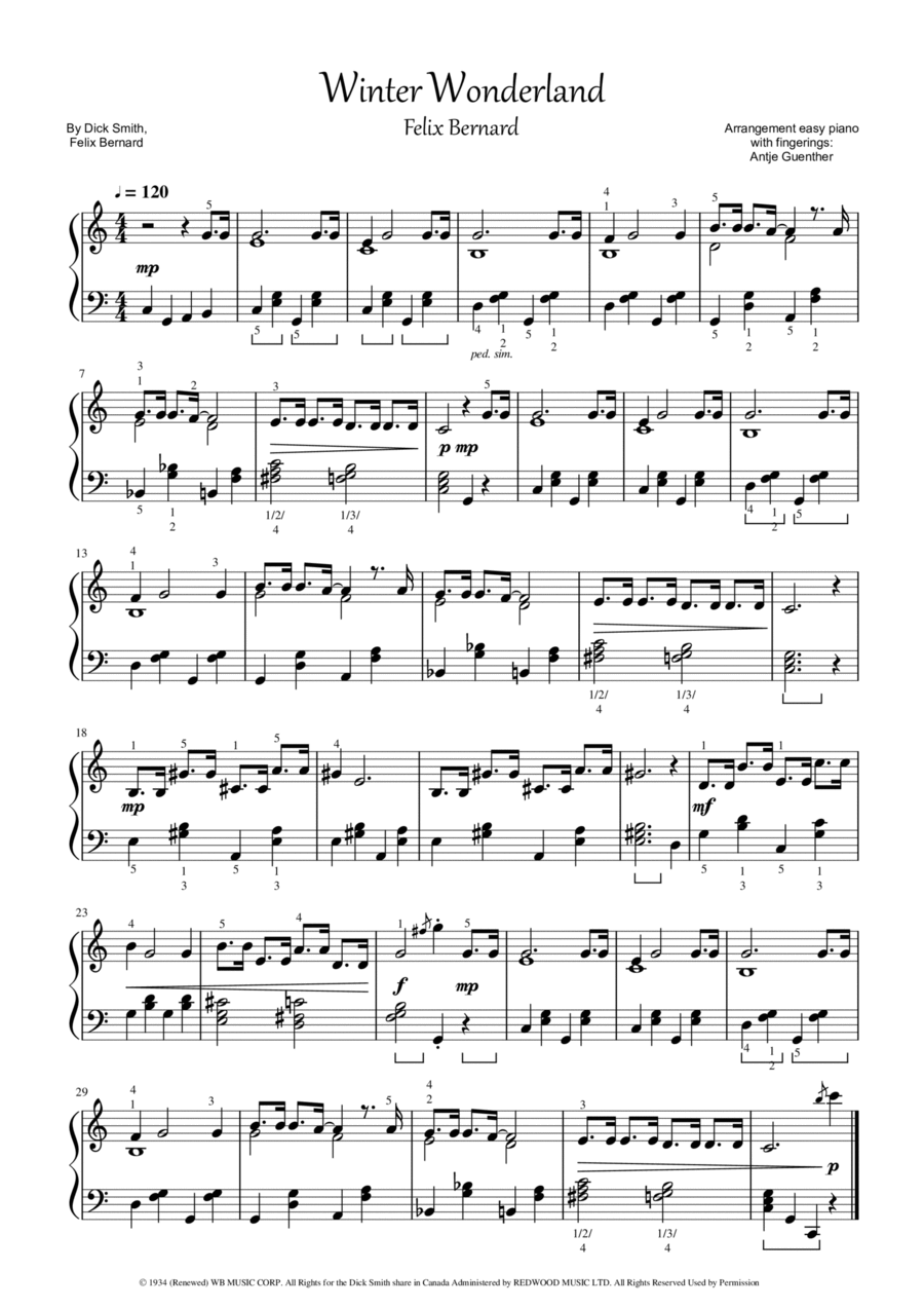 Winter Wonderland Winter Wonderland Easy Piano scores gallery preview page 1