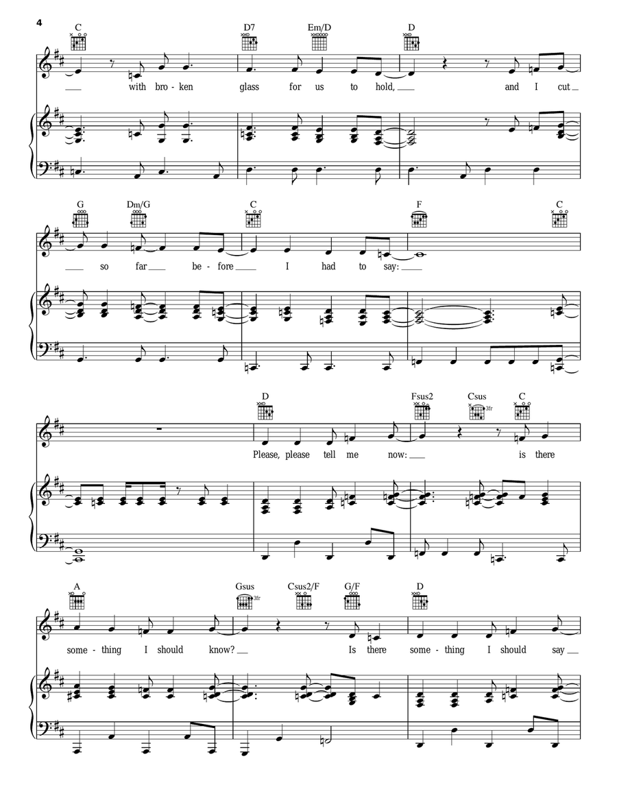 Is There Something I Should Know Piano, Vocal, Guitar scores gallery preview page 4
