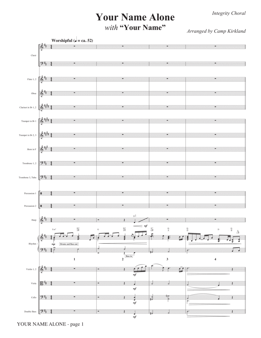 Your Name Alone (with Your Name) - Full Score Choir scores gallery preview page 1