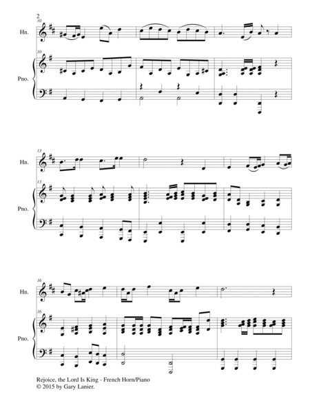 REJOICE, THE LORD IS KING (Duet – French Horn and Piano/Score and Parts) image number null