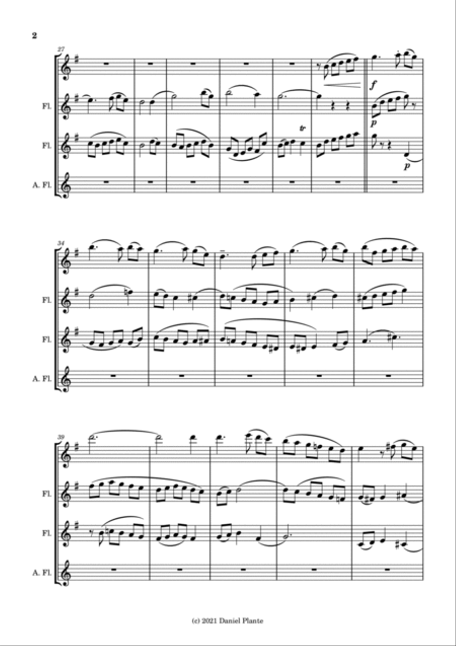 Four Variations on Amazing Grace Flute Quartet scores gallery preview page 2