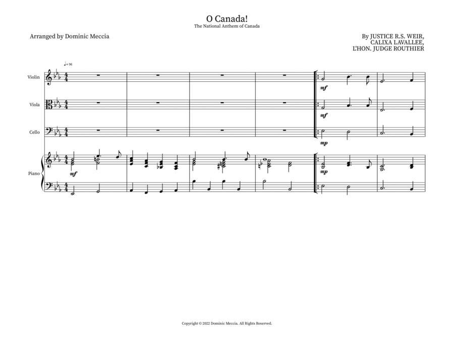 O Canada! Small Ensemble scores gallery preview page 1