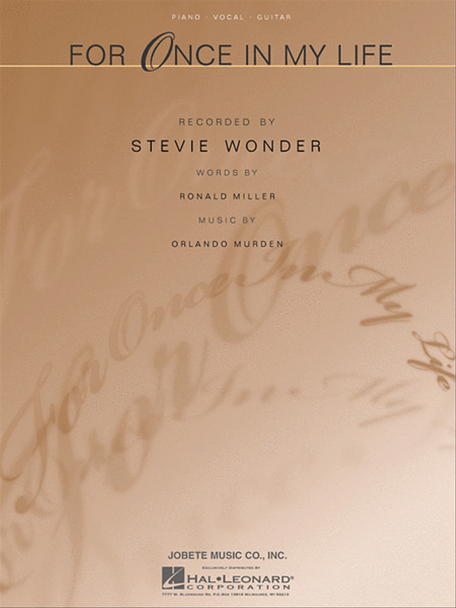 For Once in My Life Piano, Vocal, Guitar scores gallery preview page 1