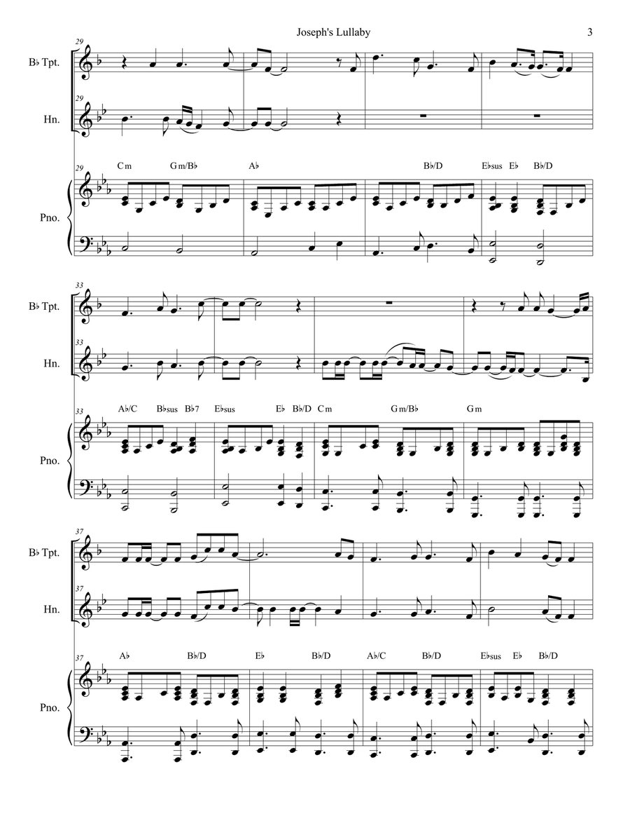 Joseph's Lullaby Brass Duet scores gallery preview page 3