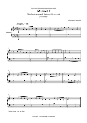Minuet I Bach, A. M. (Book) | C. Petzold | F Major (#12/12 Keys) — For Piano