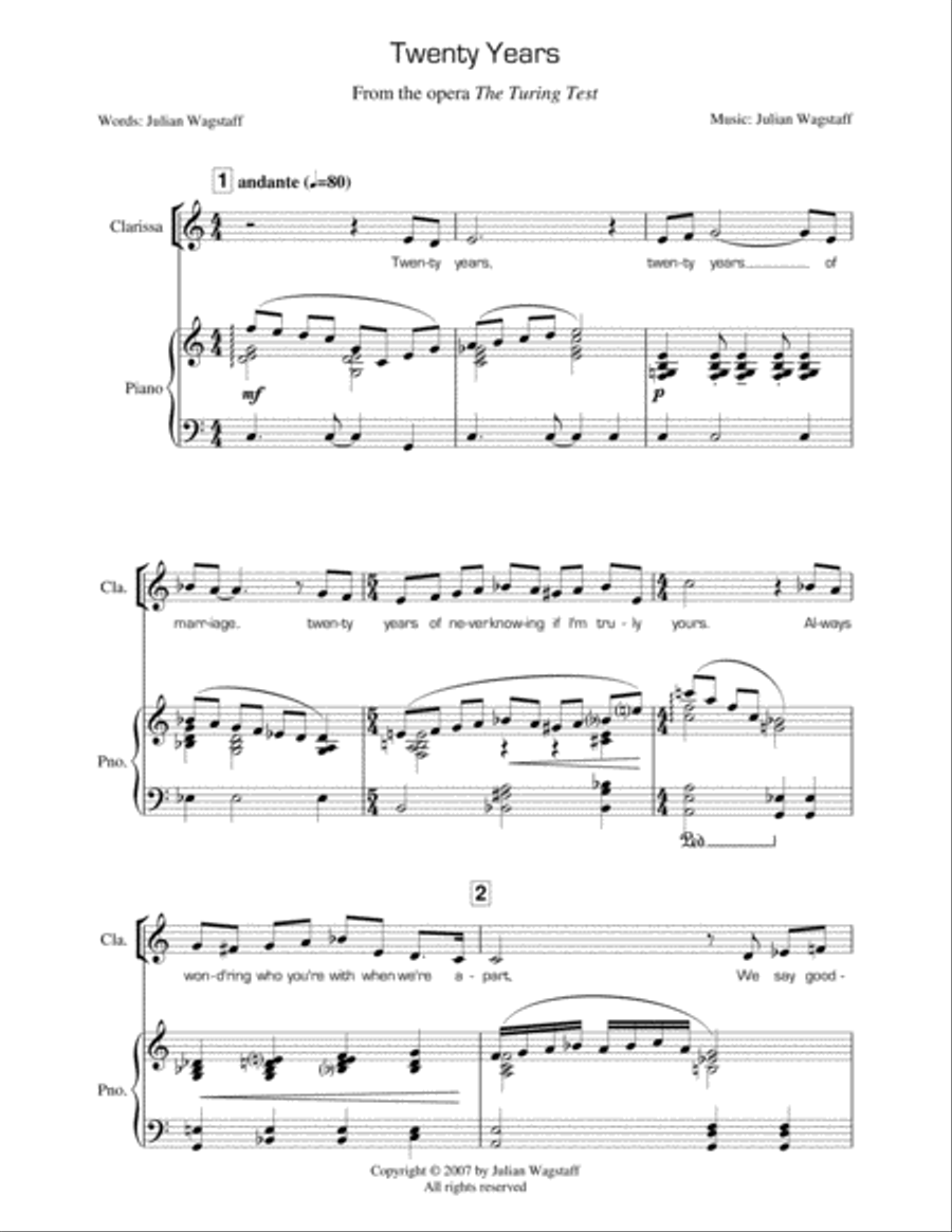 Twenty Years (song from the opera The Turing Test) Alto Voice scores gallery preview page 3