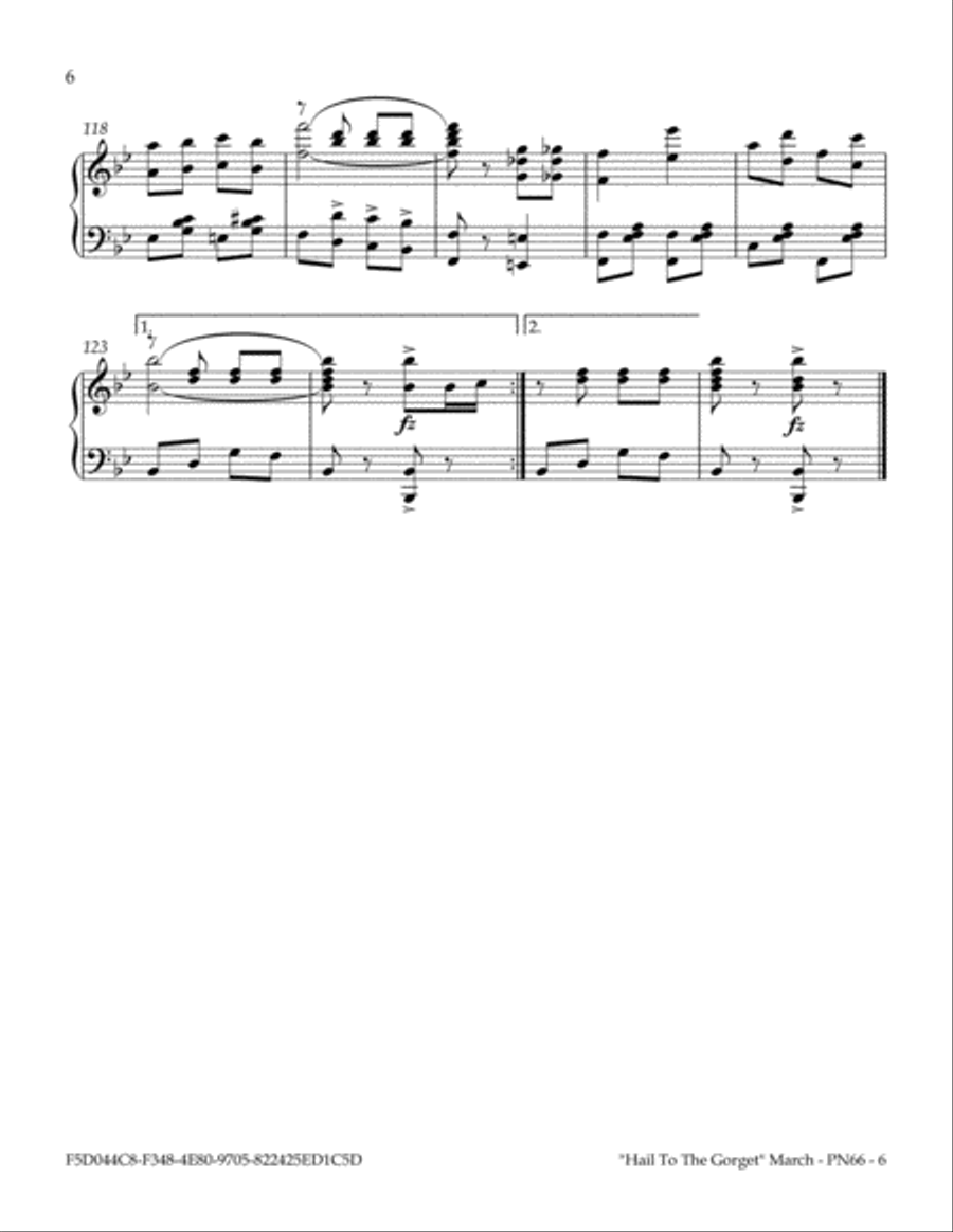 Hail To The Gorget March Piano Solo scores gallery preview page 6
