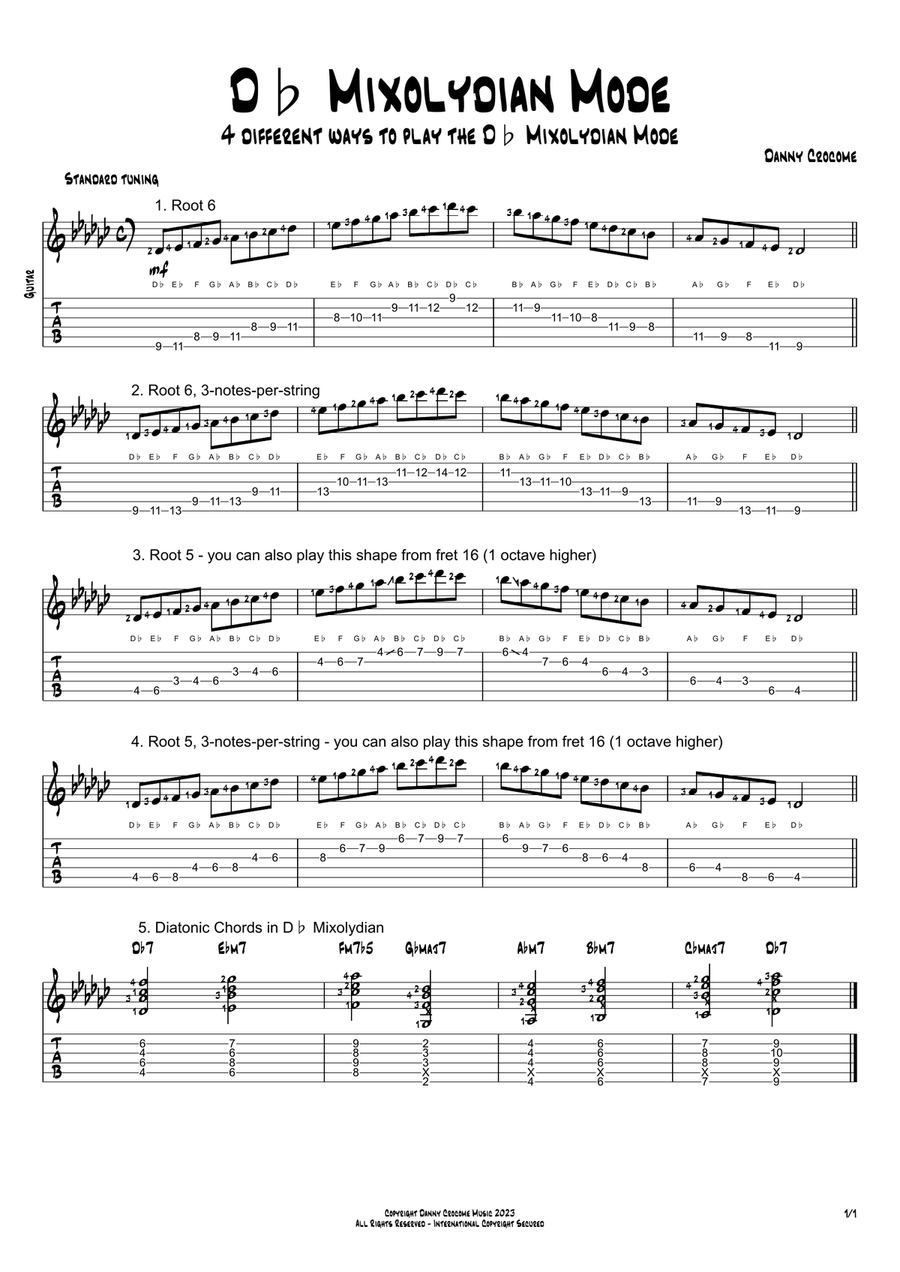 The Mixolydian Mode In All Keys (4 Ways To Play) Electric Guitar scores gallery preview page 4