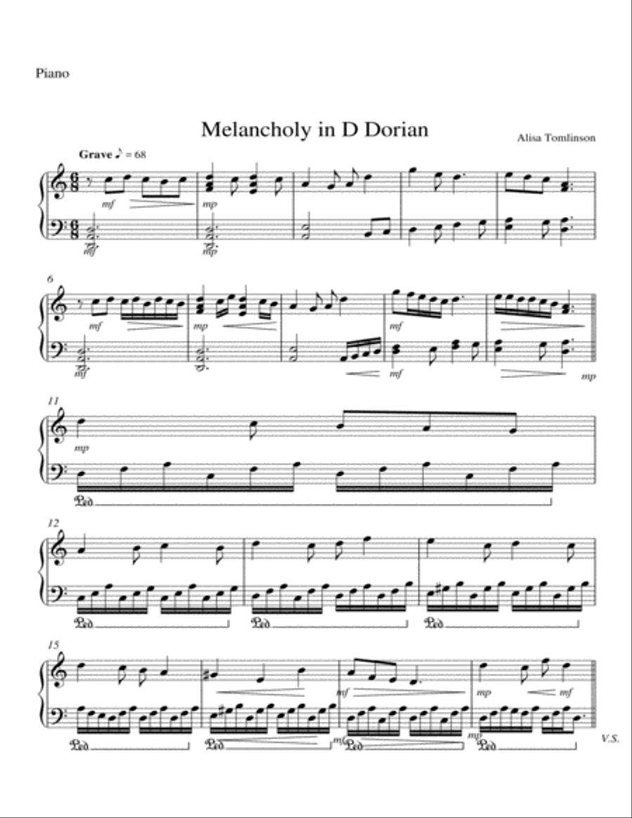 Meloncholy in D Dorian Piano Quintet scores gallery preview page 5