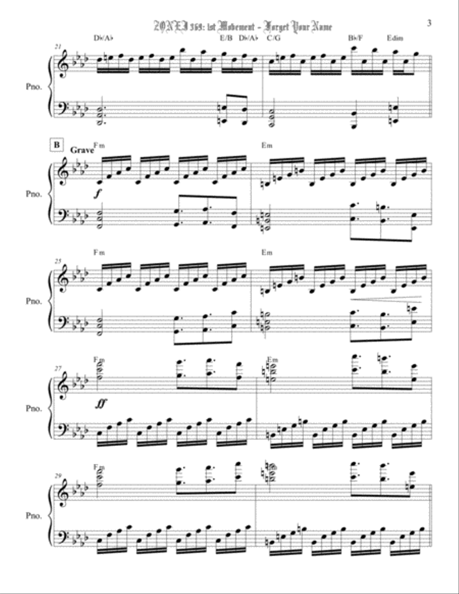 Zonei 369: 1st Movement - Forget Your Name - Piano Score Piano Solo scores gallery preview page 4