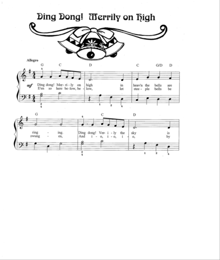 Ding Dong! Merrily on High Piano Solo scores gallery preview page 1