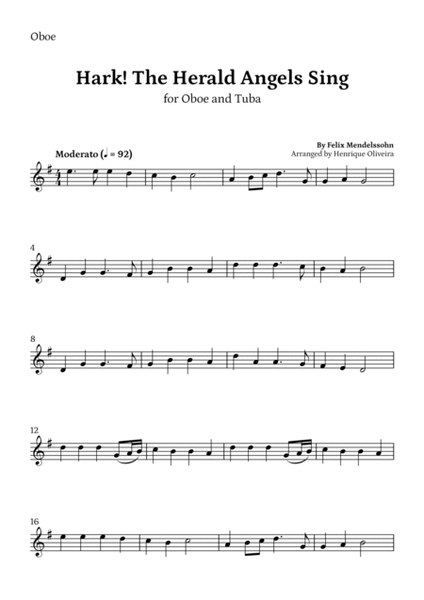 Hark! The Herald Angels Sing (Oboe and Tuba) - Beginner Level image number null