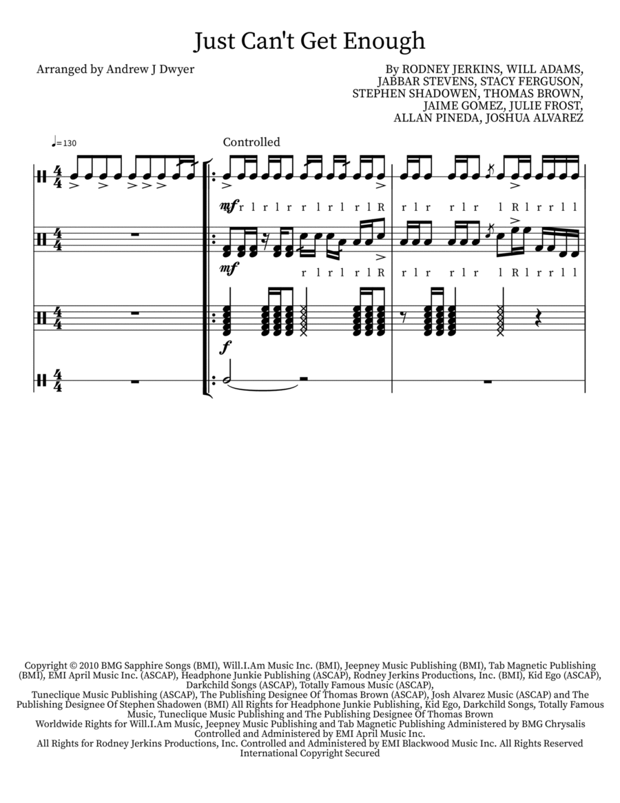 Just Can't Get Enough Marching Band scores gallery preview page 1