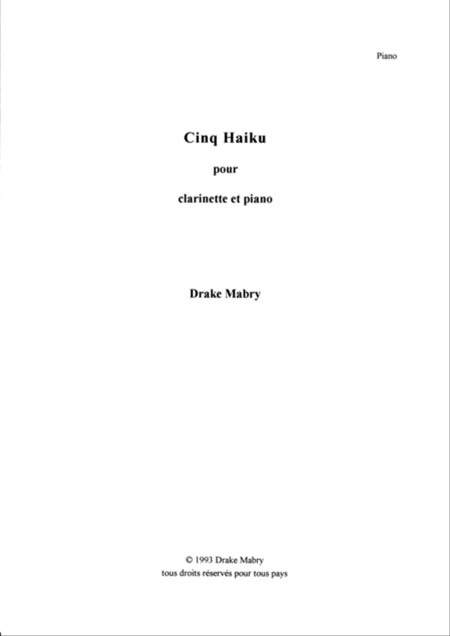 Five Haiku for clarinet and piano (a Zen experience) Woodwind Duet scores gallery preview page 1