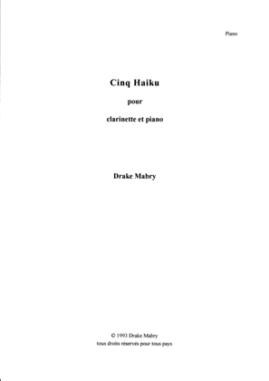 Book cover for Five Haiku for clarinet and piano (a Zen experience)