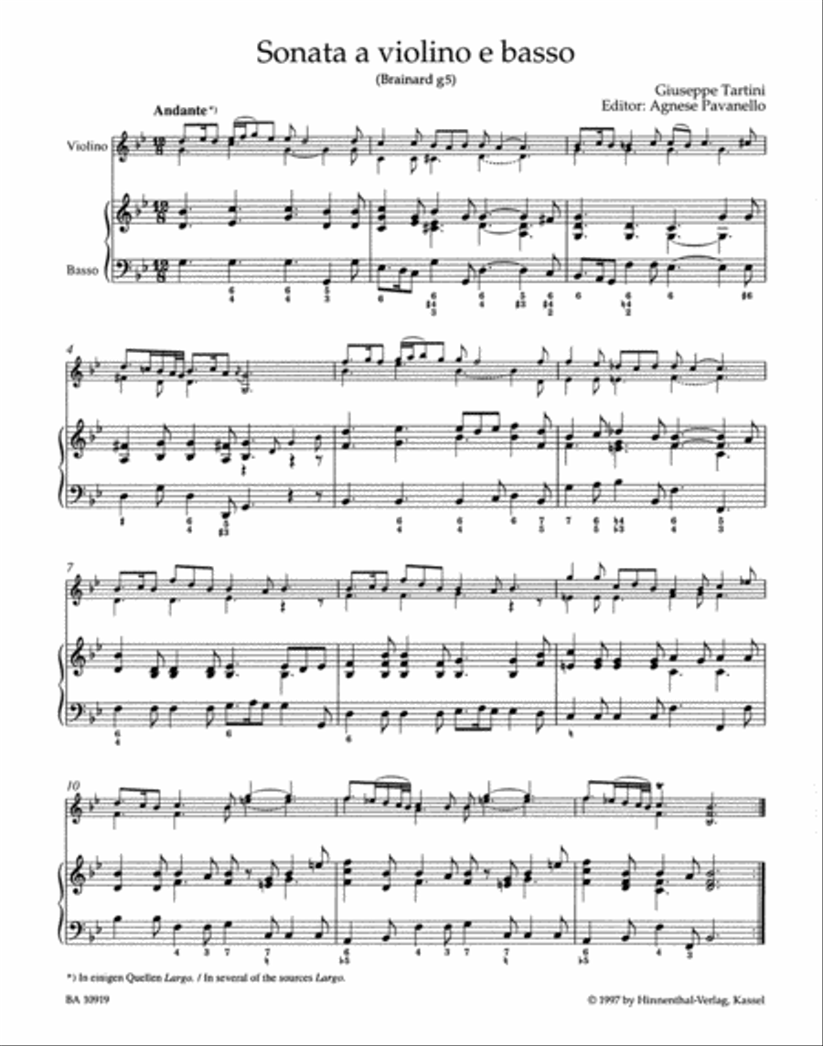 Sonata for Violin and Basso continuo in G Minor - 