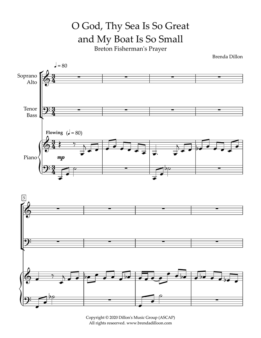O, God, Thy Sea Is So Great and My Boat Is So Small 4-Part scores gallery preview page 3