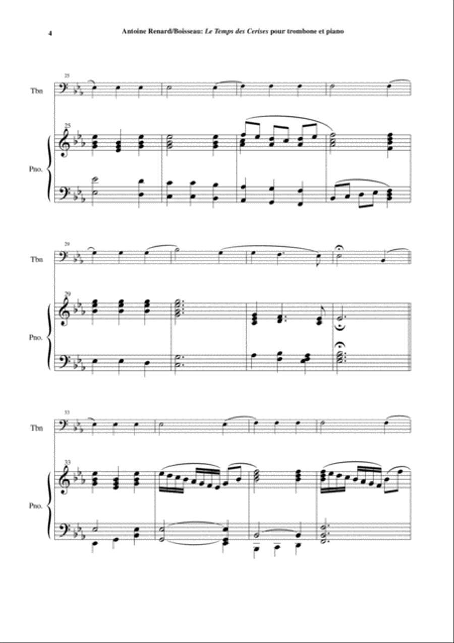 Antoine Renard: Le Temps des Cerises, arranged for trombone and piano Piano scores gallery preview page 4