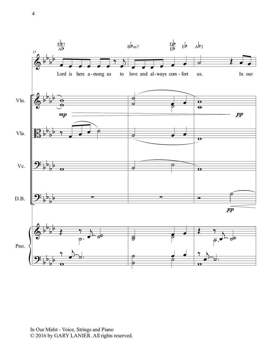 Gary Lanier: IN OUR MIDST (Worship - For Voice, String Orchestra and Piano with Parts) String Orchestra scores gallery preview page 5