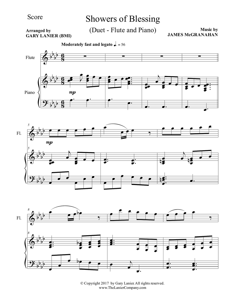 SHOWERS OF BLESSING (Duet – Flute & Piano with Score/Part) Flute Solo scores gallery preview page 2