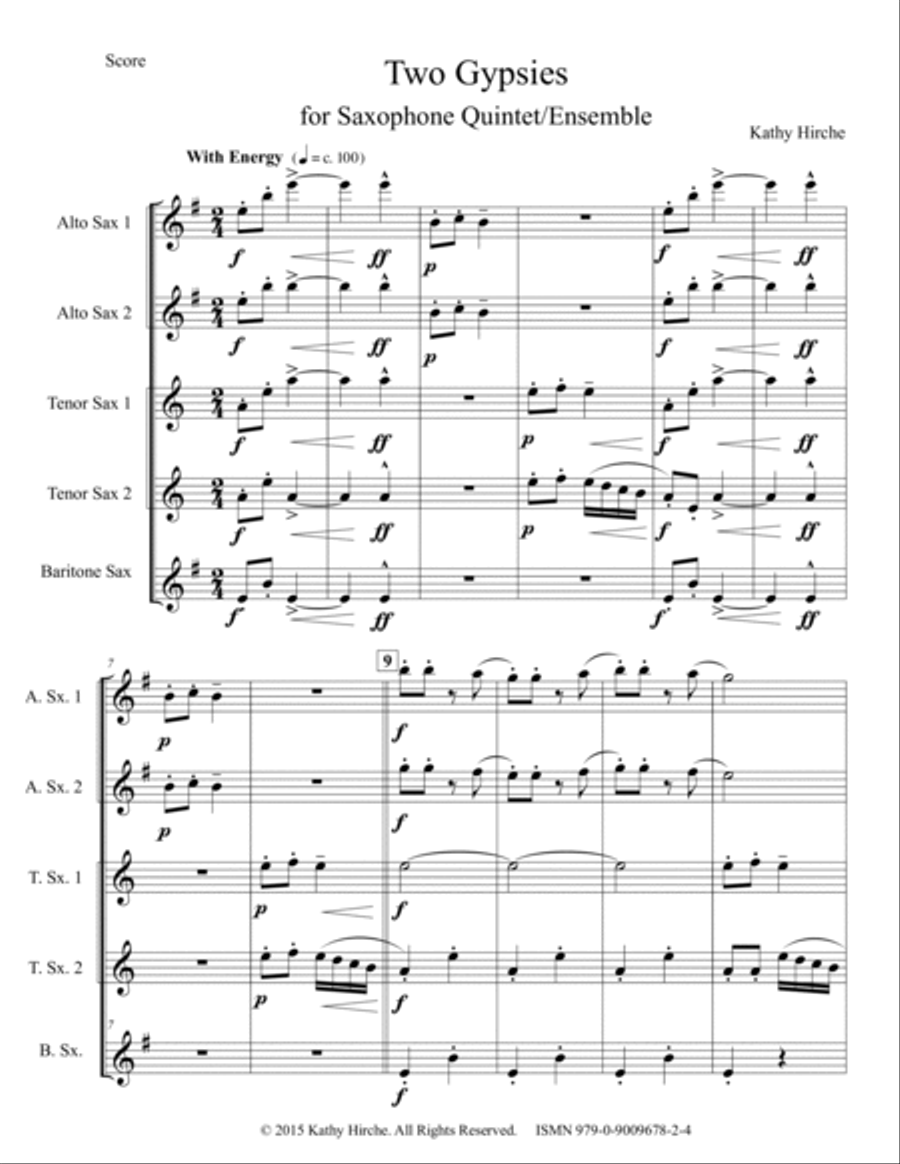 Two Gypsies - Saxophone Quintet/Ensemble Saxophone Quintet scores gallery preview page 2
