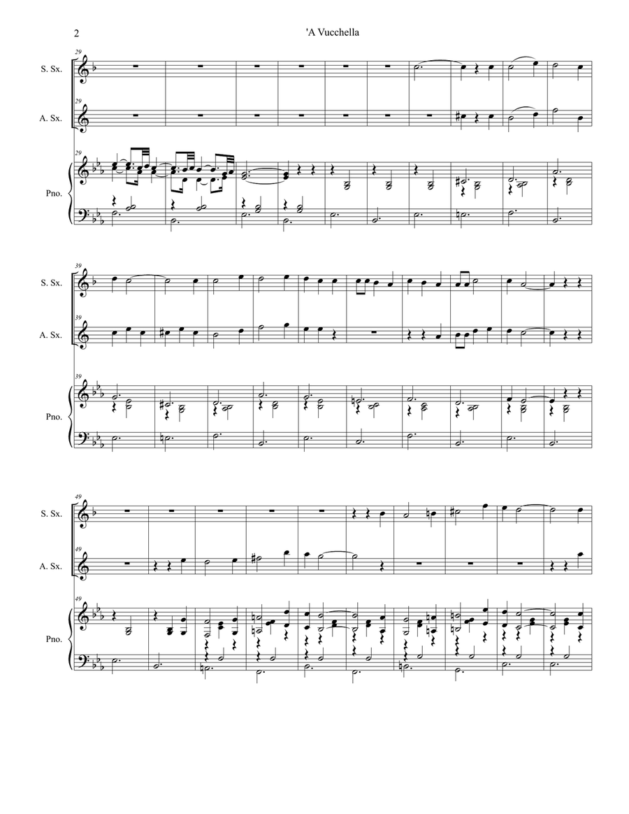 A Vucchella (Duet for Soprano and Alto Saxophone) Woodwind Duet scores gallery preview page 3