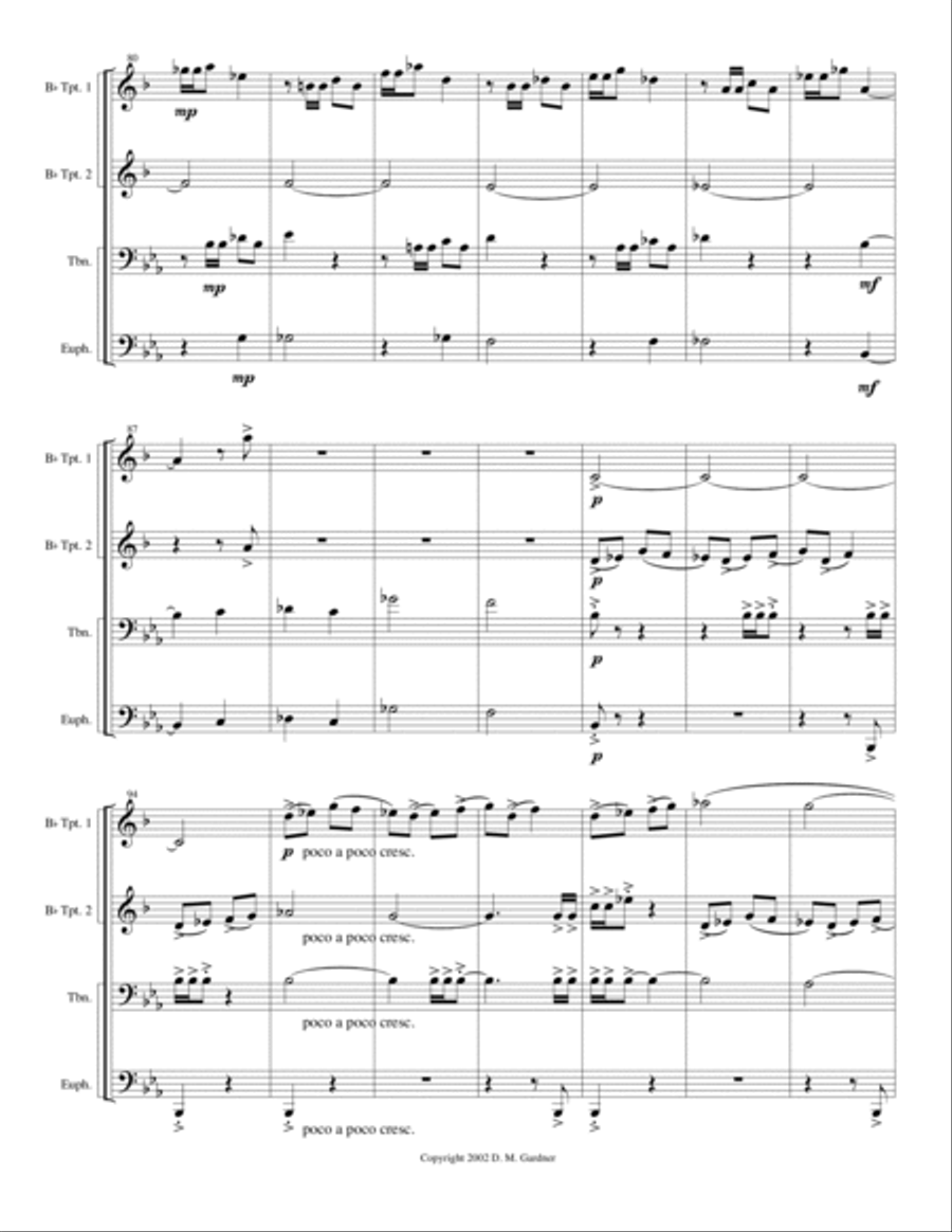 Fanfare con Spirito for Brass Quartet (2 Bb Trpts, Trombone & Euphonium) Brass Quartet scores gallery preview page 6