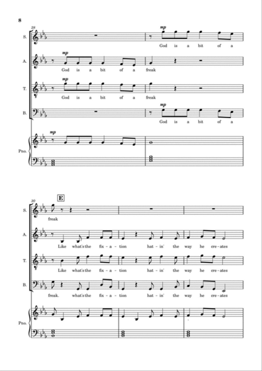 God Is A Freak 4-Part scores gallery preview page 6
