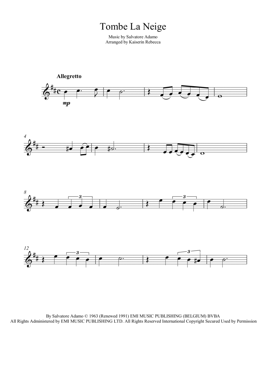 Tombe La Neige Violin Solo scores gallery preview page 1