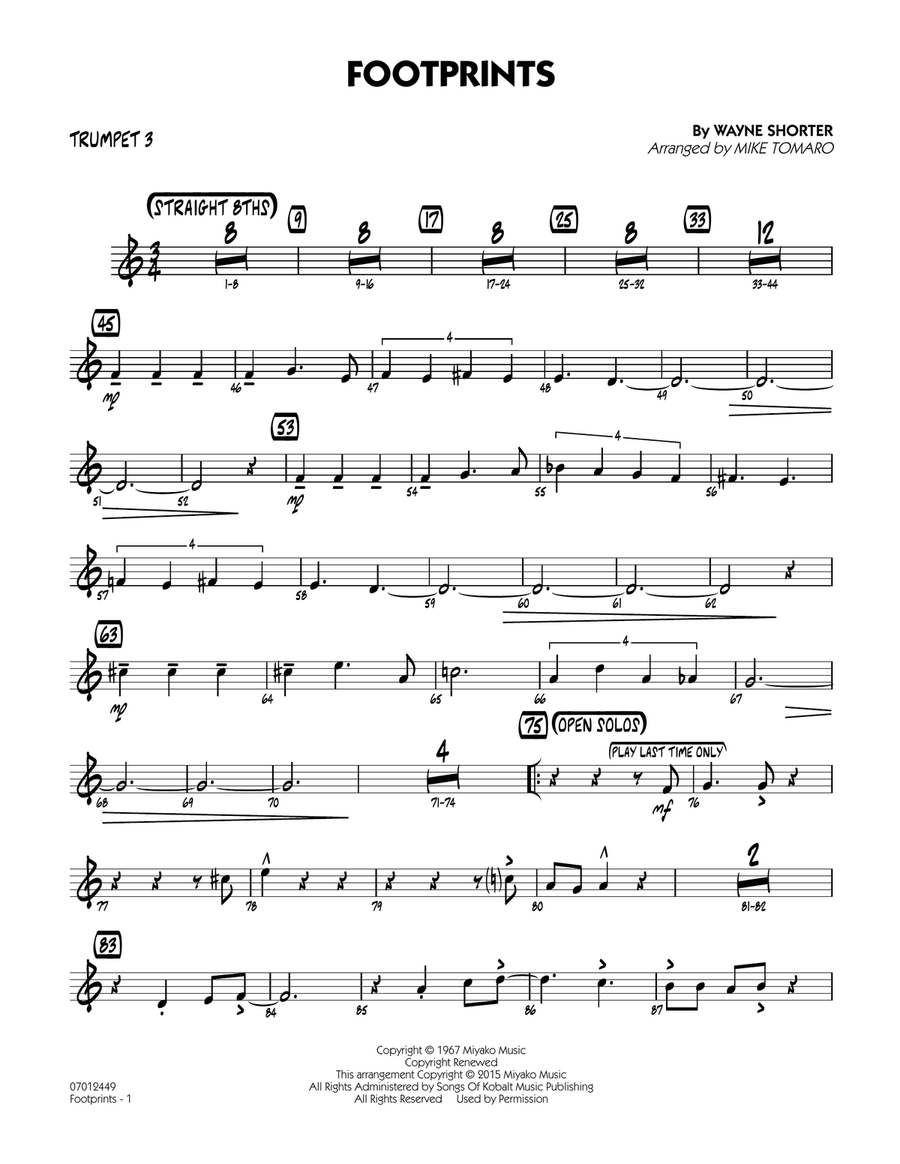 Footprints - Trumpet 3 Trumpet scores gallery preview page 1