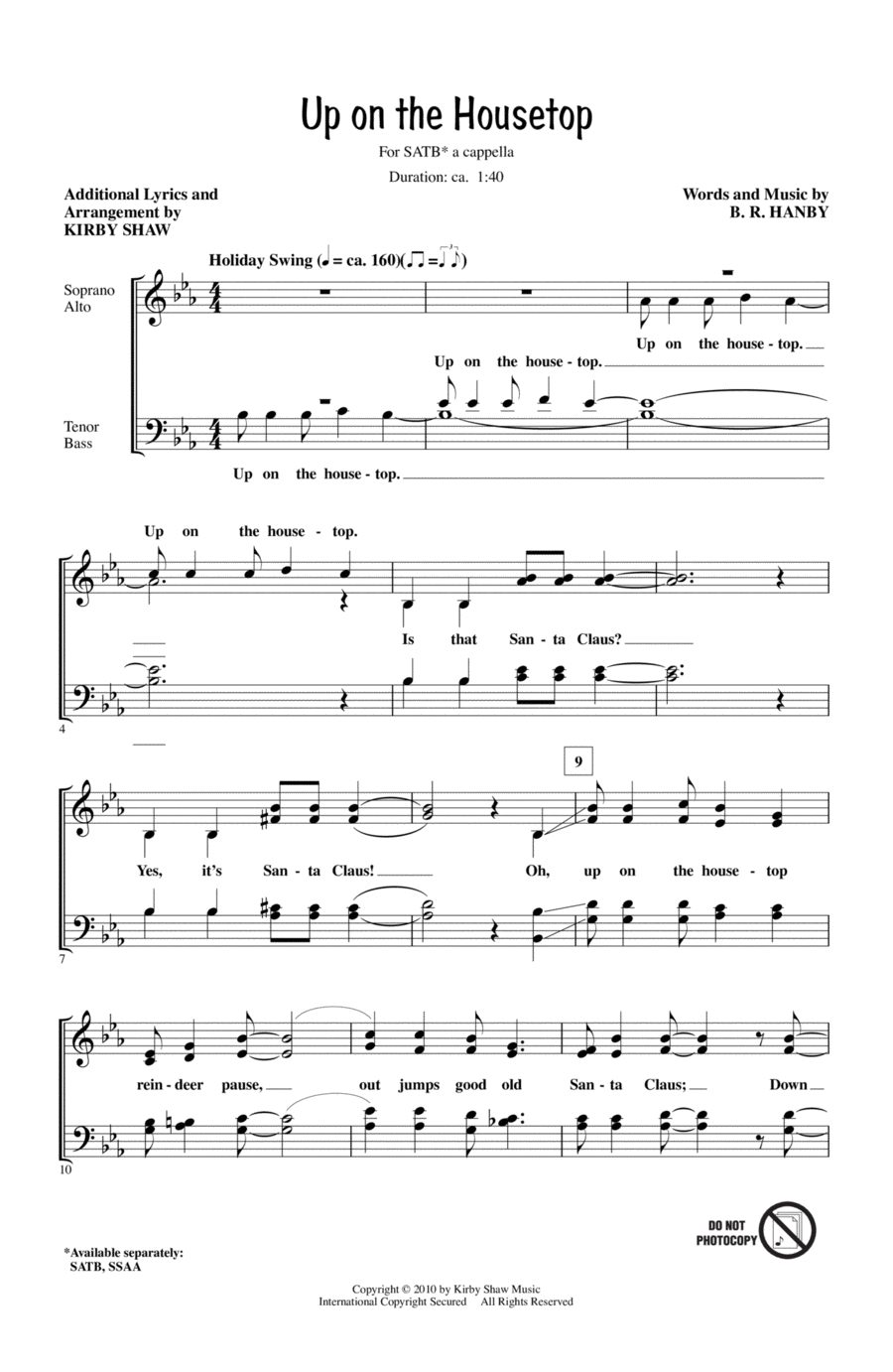 Up On The Housetop 4-Part scores gallery preview page 1