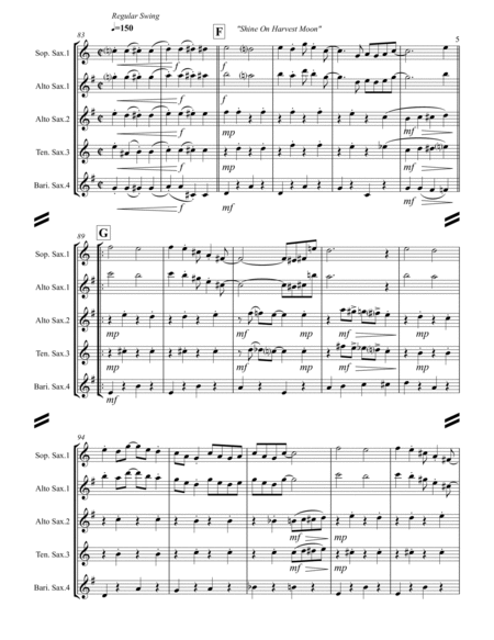 Sing-along Medley #2 (for Saxophone Quartet SATB or AATB) image number null