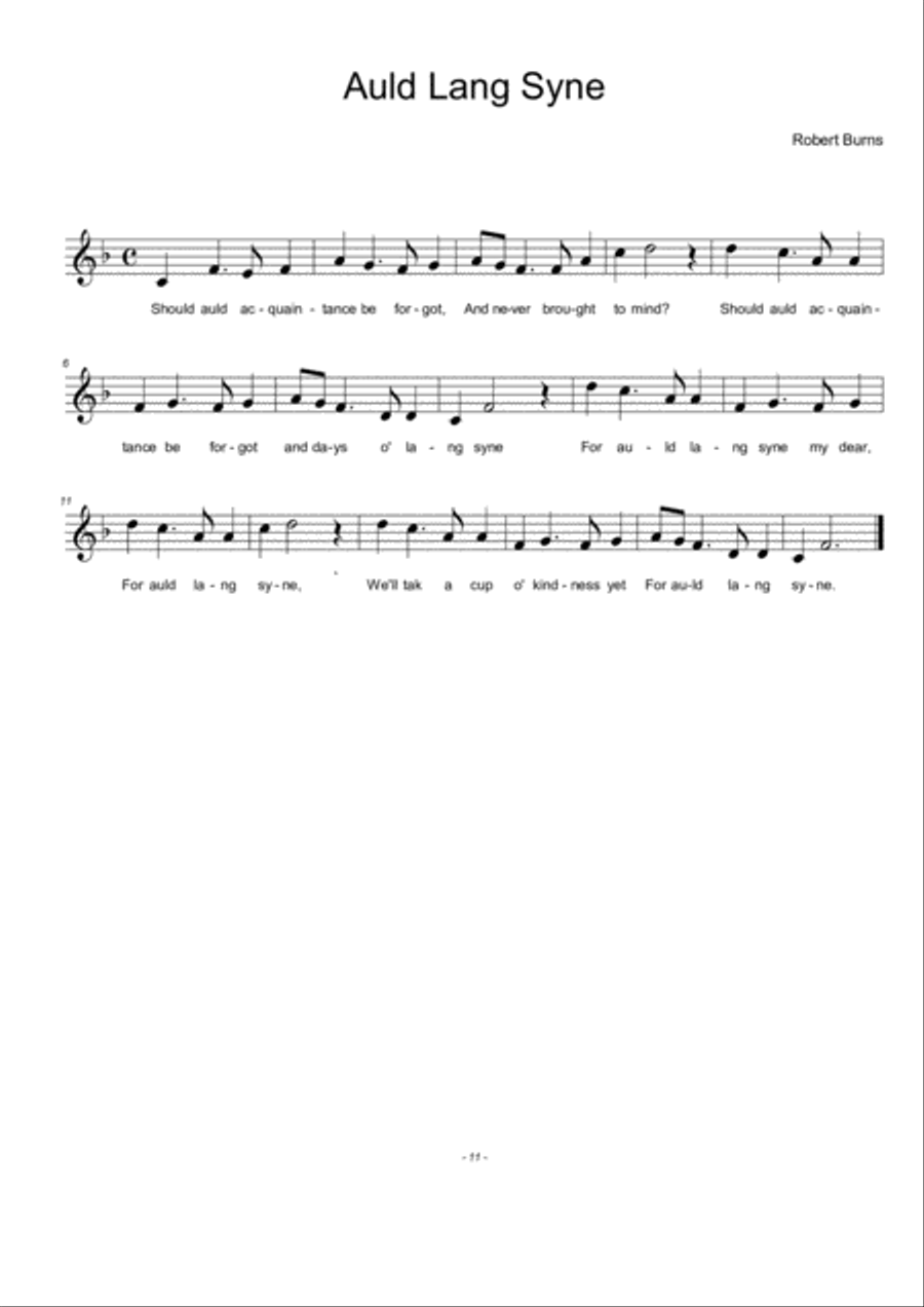 Auld Lang Syne - Folk Music for Ocarina Woodwind Duet scores gallery preview page 1