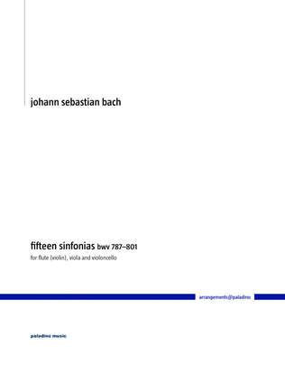 Book cover for Fifteen Three-Part Inventions (Sinfonias) BWV 787–801 for Flute (or Violin), Viola and Violoncello