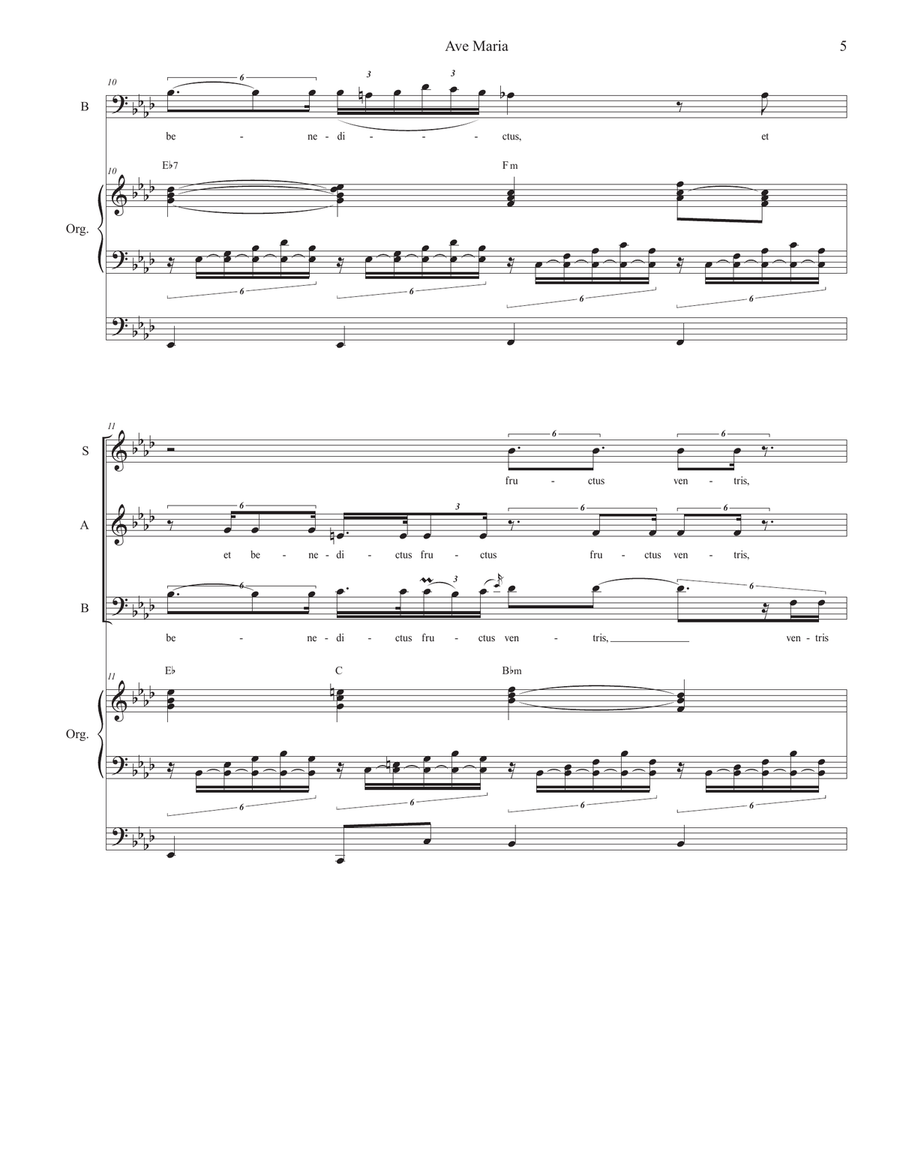 Ave Maria (SAB - (Organ Accompaniment) 3-Part scores gallery preview page 5