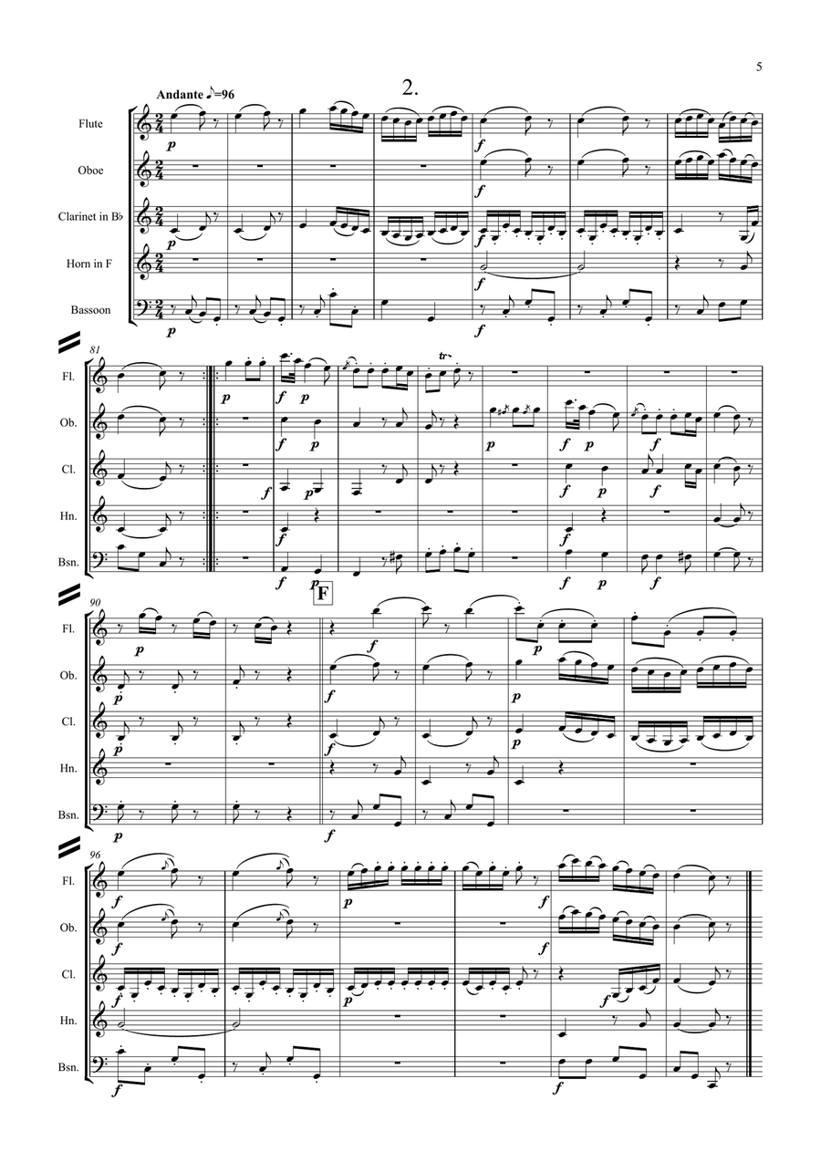 Mozart: Divertimento No.8 in F K213 - wind quintet Woodwind Quintet scores gallery preview page 6